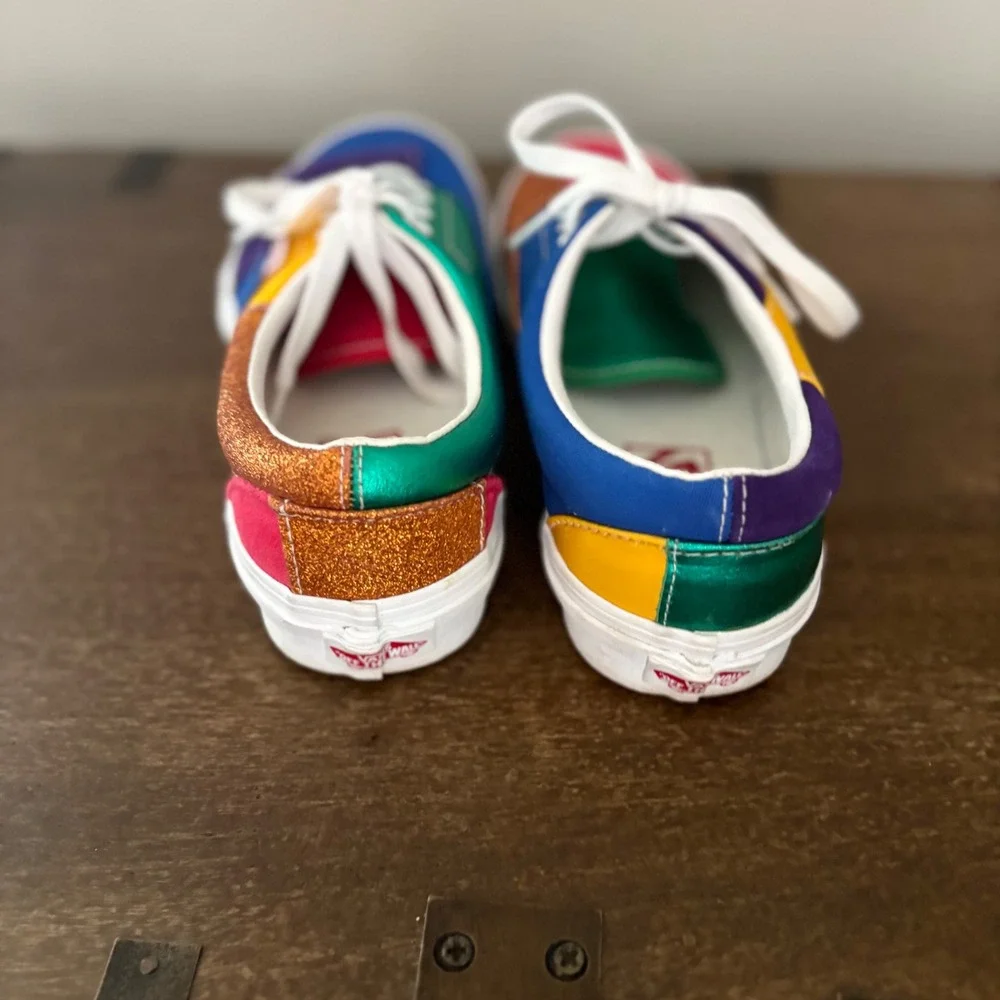 Vans Era Rainbow Pride Patchwork Sneakers Glitter Suede  Womens 7 Multicolor